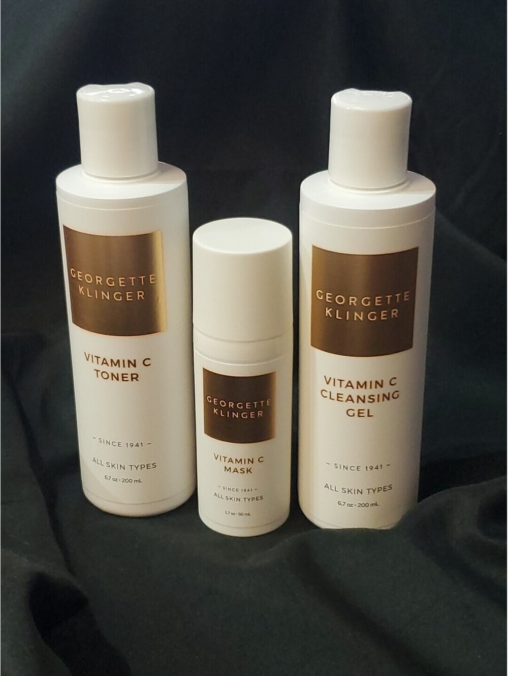 Georgette Klinger Vitamin C Toner 6.7oz, Cleansing Gel 6.7oz, Mask 1.7oz 3pcs